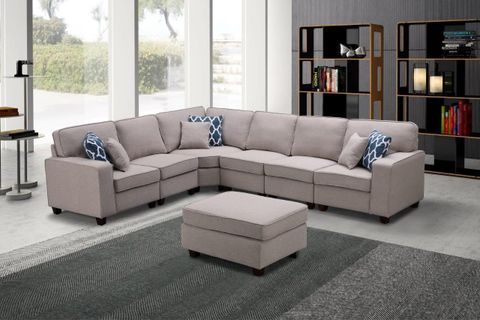 Casanova Light Gray Linen 7-Piece Modular L-Shape Sectional Sofa With ... regarding Getting the Most Out of Your Essick Sectional Sofa Light Gray Linen a Deep Dive